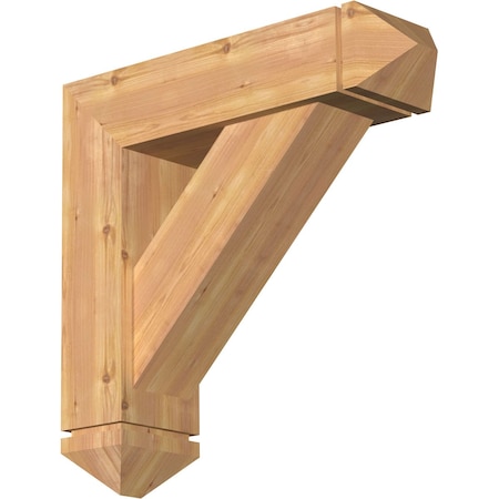 Traditional Arts And Crafts Smooth Bracket W/ Offset Brace, Western Red Cedar, 7 1/2W X 28D X 28H